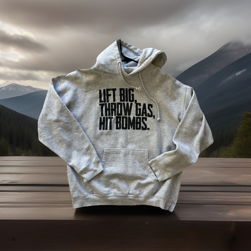Baseball Player Hoodie Large independent Trading Company Pocket Gray Hit bombs